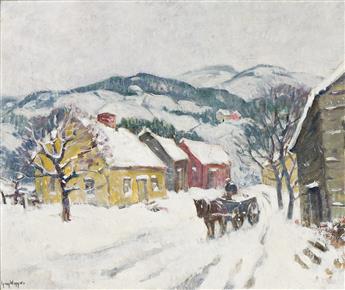 GUY C. WIGGINS (1883-1962) New England Farm, Winter.